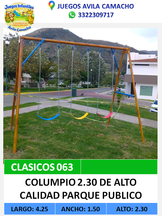 columpio  3 asientos parque publico